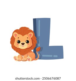 l is for lion english alphabet upper case flashcard