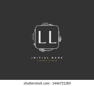 L LL Beauty vector initial logo, handwriting logo of initial signature, wedding, fashion, jewerly, boutique, floral and botanical with creative template for any company or business.