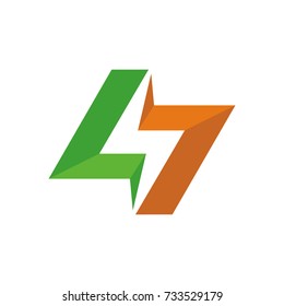 L or LL logo initial letter design template vector with lightning bolt symbol inside