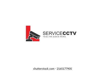 L logo cctv for identity. security template vector illustration for your brand.