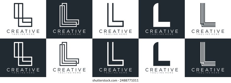 L-Logo-Kollektion, Abstrakter Buchstabe L-Logo-Design. Icons für Unternehmen	