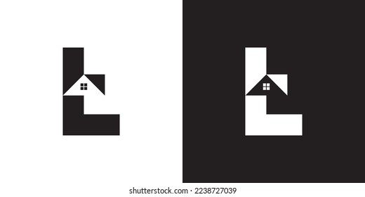 L logo design is intended for construction, building, real estate, home, and property. An awesome trendy and minimal L home logo design template with White and Black colors.