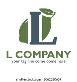 L logo design on Food and drink theme