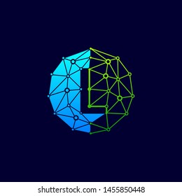 L logo design template,Circle with connected lines for brand of smart contract block symbol. technology digital logo - Vector - Vector