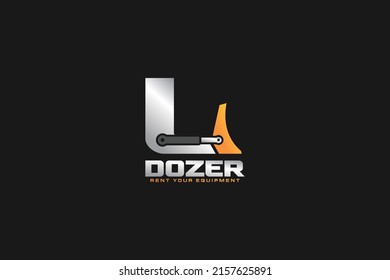 L logo dozer for construction company. Heavy equipment template vector illustration for your brand.