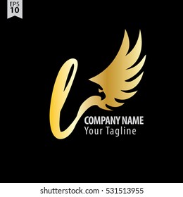 L Logo With Eagle or Hawk Icon Design Template