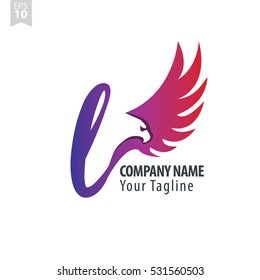 L Logo With Eagle or Hawk Icon Design Template
