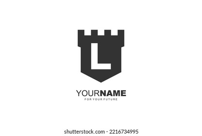 L logo fortress vector for team identity company. initial letter security template vector illustration for your brand.