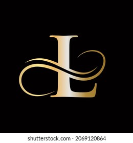 L Logo Golden Concept. L Letter Logo with Golden Luxury Color and Monogram Design. L Letter Initial Luxurious Logo Template