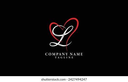 L-Logo mit Herz. L-Buchstaben-Logo-Vorlagenelemente. persönliches Monogramm. Vector elegantes Logo. Buchstabe L Logo Design-Buchstabe