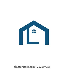 L logo house in flat vector logo template
