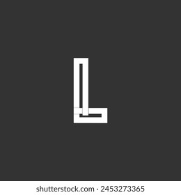 Logotipo L, logotipo inicial de letra swoosh solapada L en blanco y negro