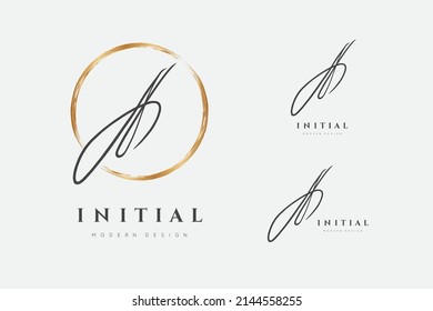 A or L logo. Initials letter in gold circle. Initial signature. Design fashion handwriting monogram. Handwritten identity name. Abstract paintbrush font. Brush writing calligraphy. Vector illustration