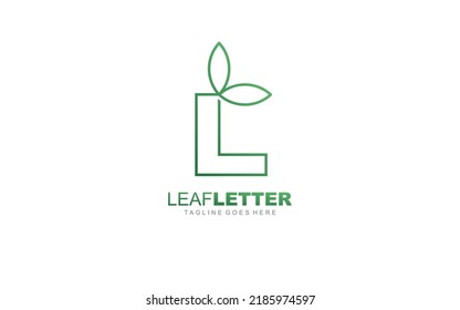 L logo leaf for identity. nature template vector illustration for your brand.