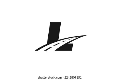 L Logo letter with ROAD concept for template 