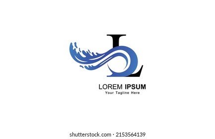 L logo, Letter L logo with wave design vector