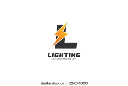 L Logo with lightning letter concept for template