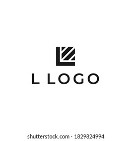 L logo modern simple clean geometric vector with square shape black color and white background