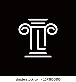 L logo monogram with pillar style design template