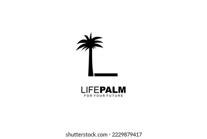 L logo PALM for identity. tree template vector illustration for your brand.