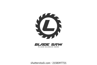 Vector de aserradero del logo L para la empresa de maderería. ilustración vectorial de plantilla de carpintería de letras iniciales para su marca.
