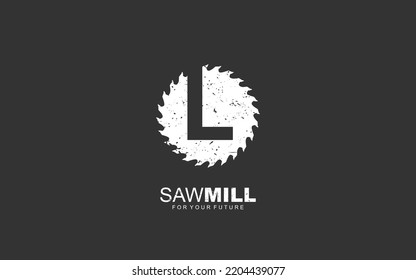 Vector de aserradero del logo L para la empresa de maderería. ilustración vectorial de plantilla de carpintería de letras iniciales para su marca.