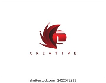 L Logo Simple Combination Red Color.
