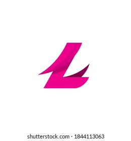 L Logo Simple With Pink Color