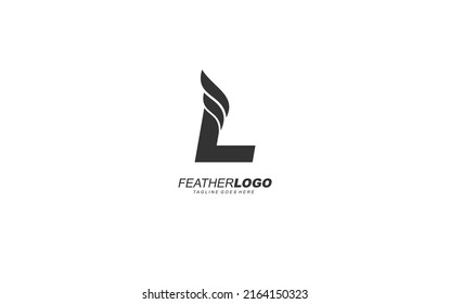 L logo wing for identity. feather template vector illustration for your brand.