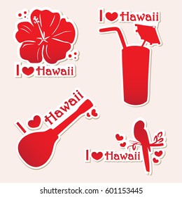 l love hawaii label stamp sticker icons