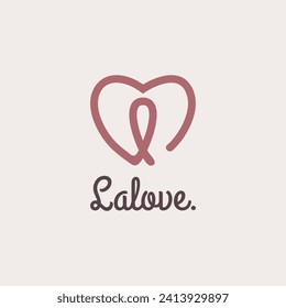 L Love Logo Line Vector. Letter L Combine With Love Icon Simple Logo Design.