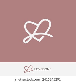 L Love Logo Line Vector. Letter L Combine With Love Icon Simple Logo Design