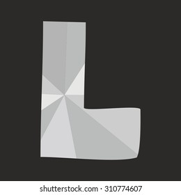 L low poly hand drawn wrapping surface alphabet letter isolated on black background vector illustration