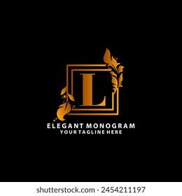 L Luxurious Logo Gold Vector Template Design