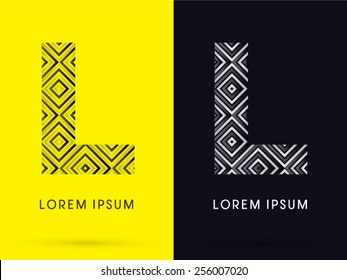 L ,Luxury font, designed using black and white line square geometric shape, logo, symbol, icon, graphic, vector.