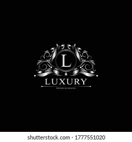 L Luxury Logo. Template flourishes calligraphic elegant ornament lines. Business sign, identity for Restaurant, Royalty, Boutique, Cafe, Hotel, Heraldic, Jewelry, Fashion and other vector illustration