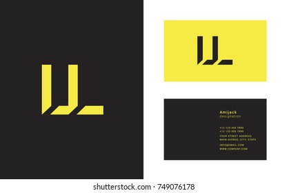 L M bold letter joint logo design vector with business card template