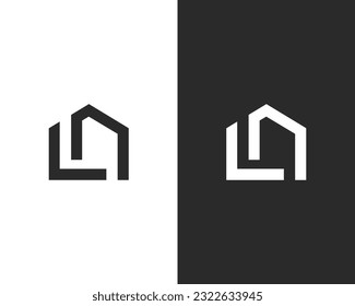 L M and Home Shape logo design template
