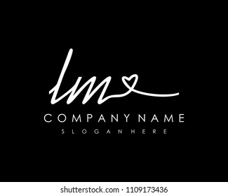 L M Initial handwriting logo vector