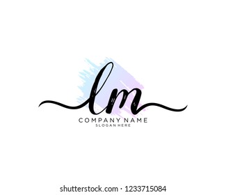 L M Initial handwriting logo vector