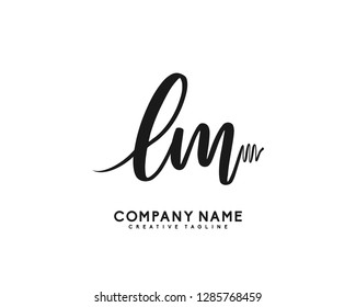 L M Initial Handwriting Logo Template Vector
