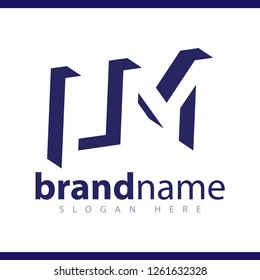 L M initial letter with negative space logo icon vector template