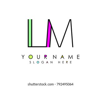 L & M initial minimalist logo template vector