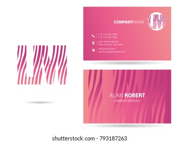 L & M joint logo line letter design with business card template