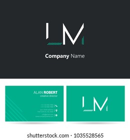 L & M joint logo stroke letter design with business card template