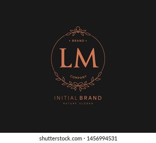 L M LM Beauty vector initial logo, handwriting logo of initial signature, wedding, fashion, jewerly, boutique, floral and botanical with creative template for any company or business.