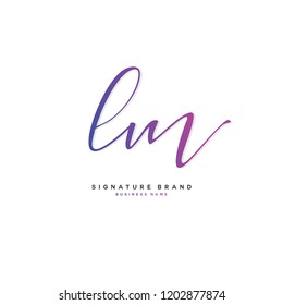 L M LM Initial letter handwriting and  signature logo concept design