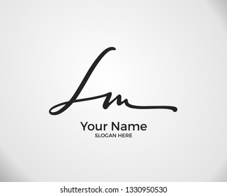 L M LM initial logo signature vector. Handwriting concept logo.