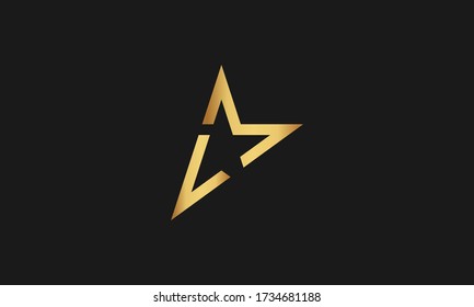 L, M, LM, ML Letter with Star Logo Template vector icon illustration design. Modern Star logo in elegant style with Black Background.