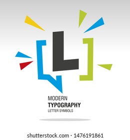 L modern typography letter symbol colorful sign icon sticker